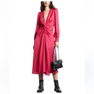 $415 The Kooples Twist front long sleeve midi dress NWT XS